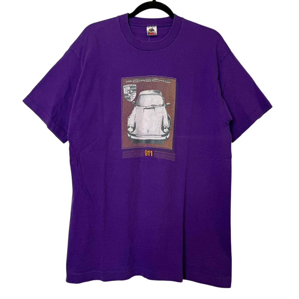 Vintage 90s Porsche 911 T-Shirt Single Stitch Purple Sz Large